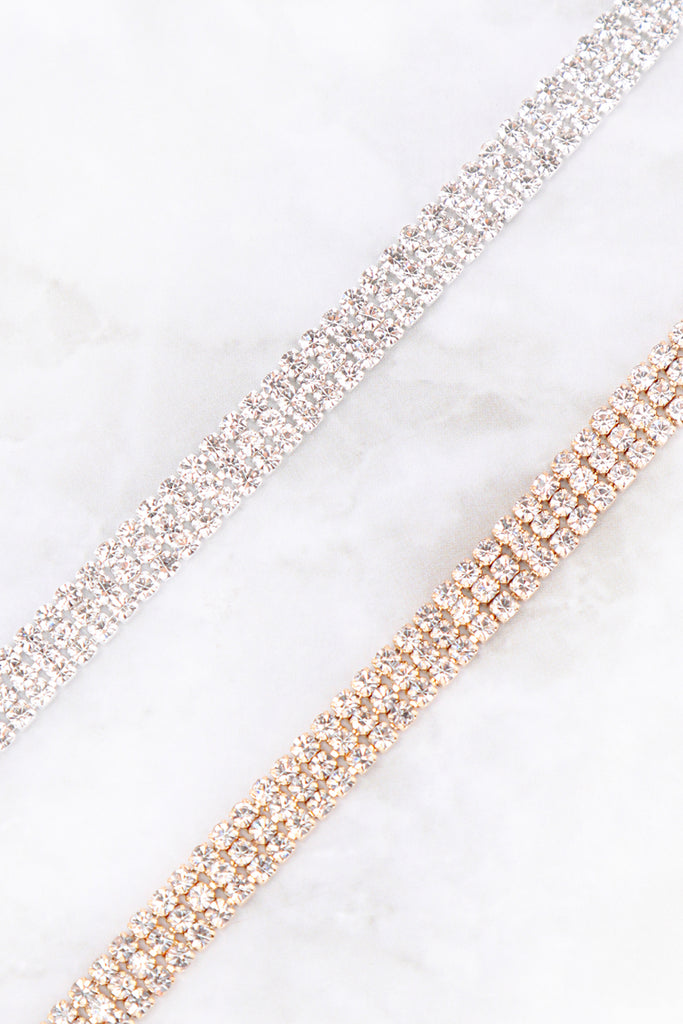 2MM RHINESTONE 3ROW CHOKER NECKLACE