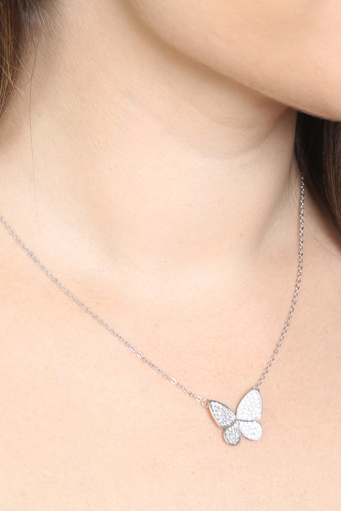 CUBIC ZIRCONIA PAVE BUTTERFLY NECKLACE