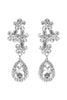 RHINESTONE CLUSTER FLOWER TOP TEARDROP EARRINGS