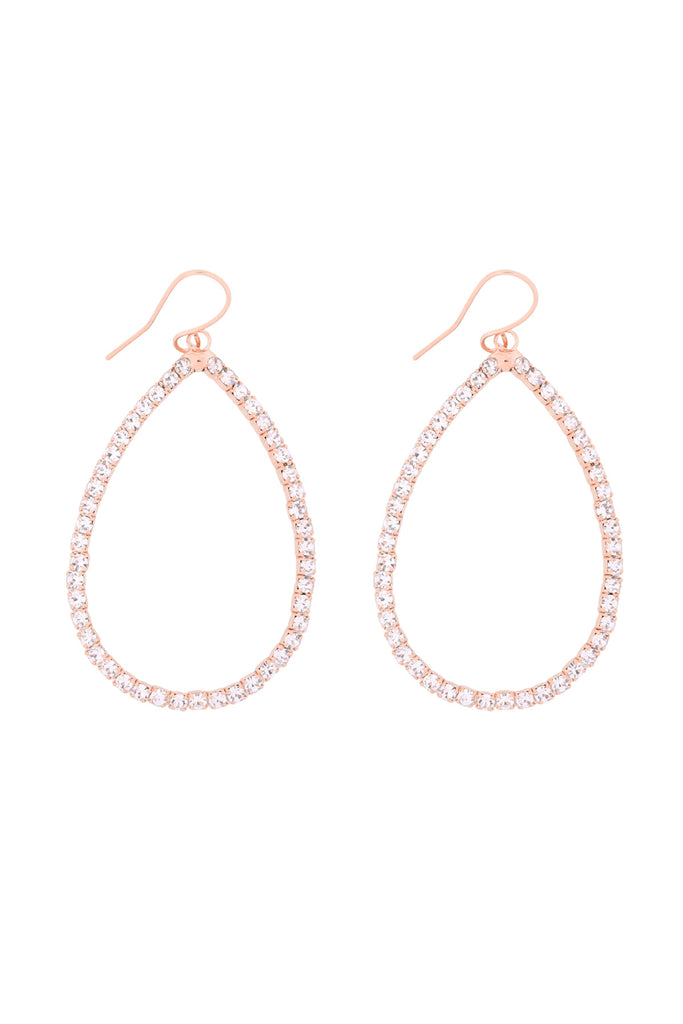 RHINESTONE 1 LINE PEAR SHAPE DROP HOOK EARRINGS