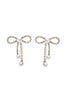 RHINESTONE PEARL BOW EARRINGS