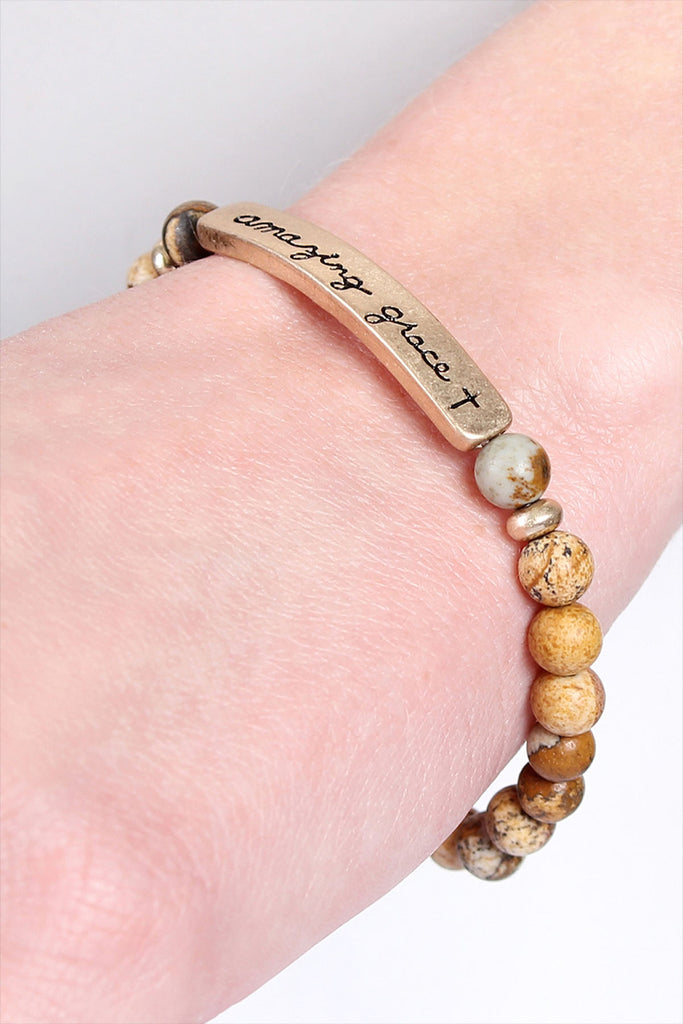 BROWN AMAZING GRACE 6mm NATURAL STONE BRACELET