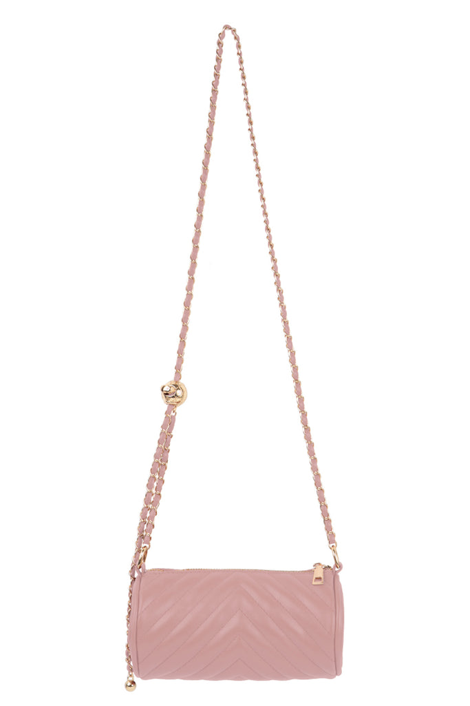 QUILTED LEATHER CHAIN STRAP CROSSBODY BAG