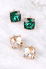 AE0088 - GLASS CUSHION POST EARRINGS