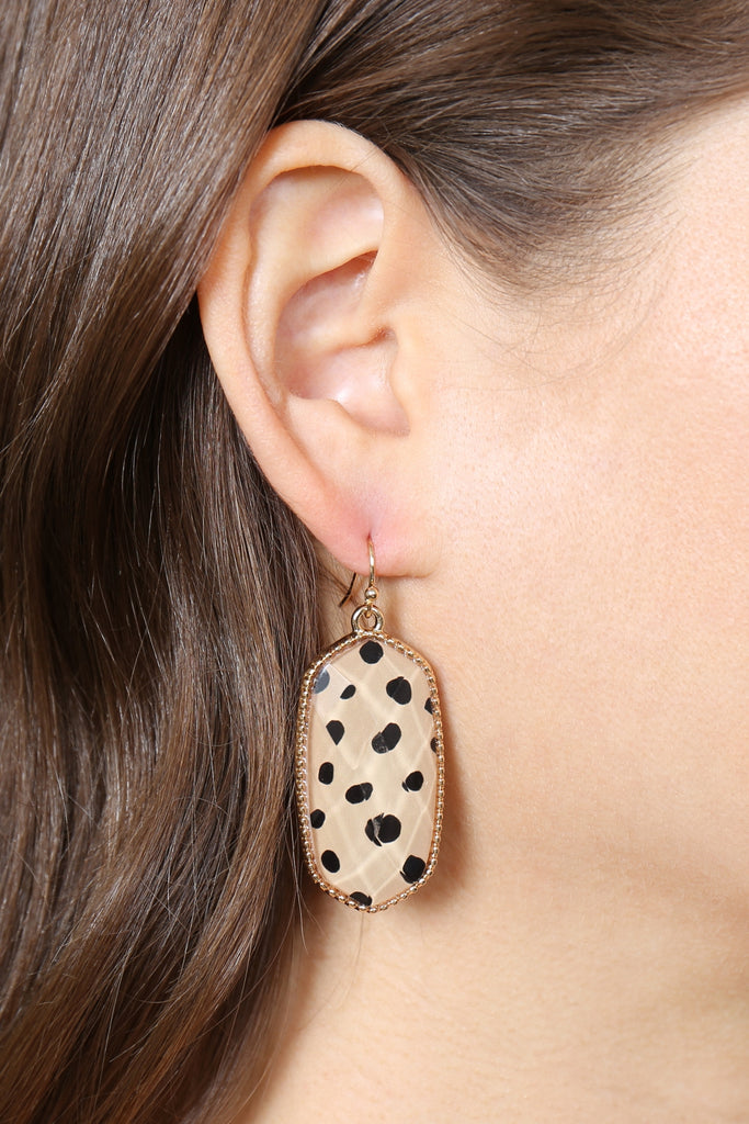 AE0331 - OVAL EPOXY DROP FISH HOOK EARRINGS