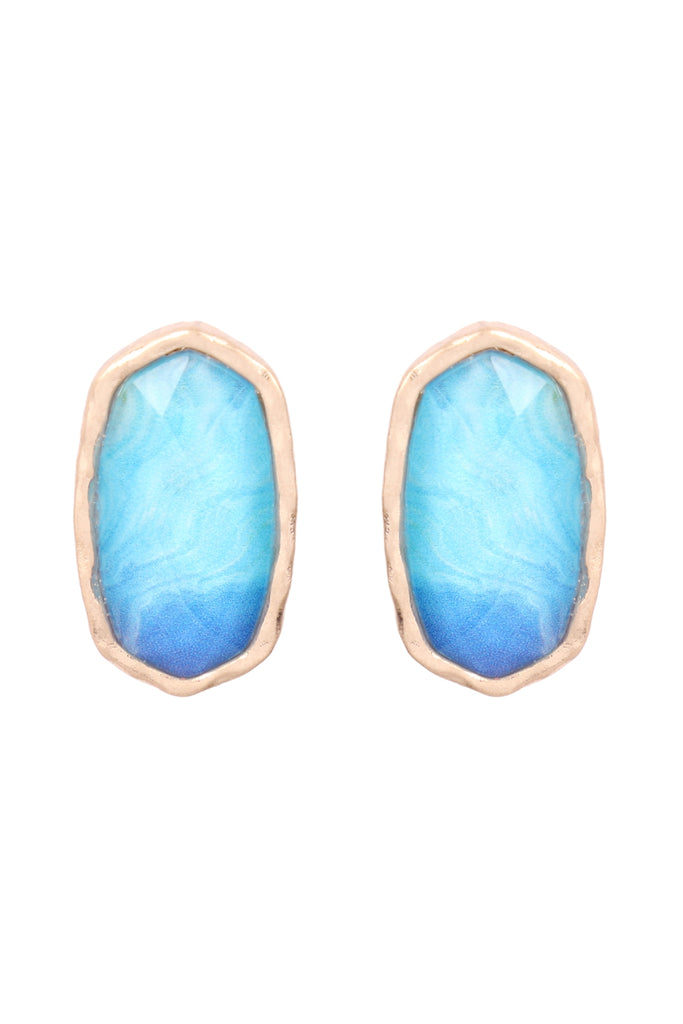 AGATE PRINT EPOXY STUD EARRINGS