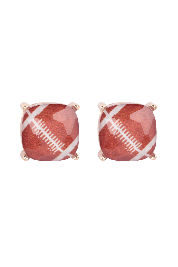 SPORTS GAMEDAY CUSHION CUT EPOXY STUD EARRINGS