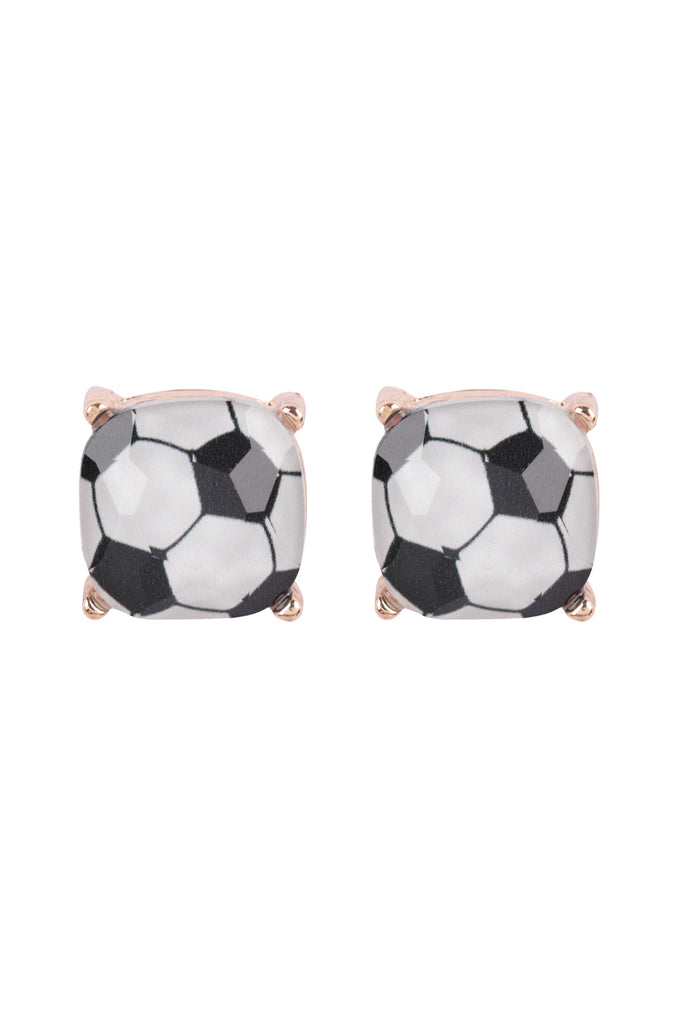 SPORTS GAMEDAY CUSHION CUT EPOXY STUD EARRINGS