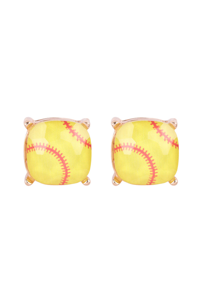 SPORTS GAMEDAY CUSHION CUT EPOXY STUD EARRINGS