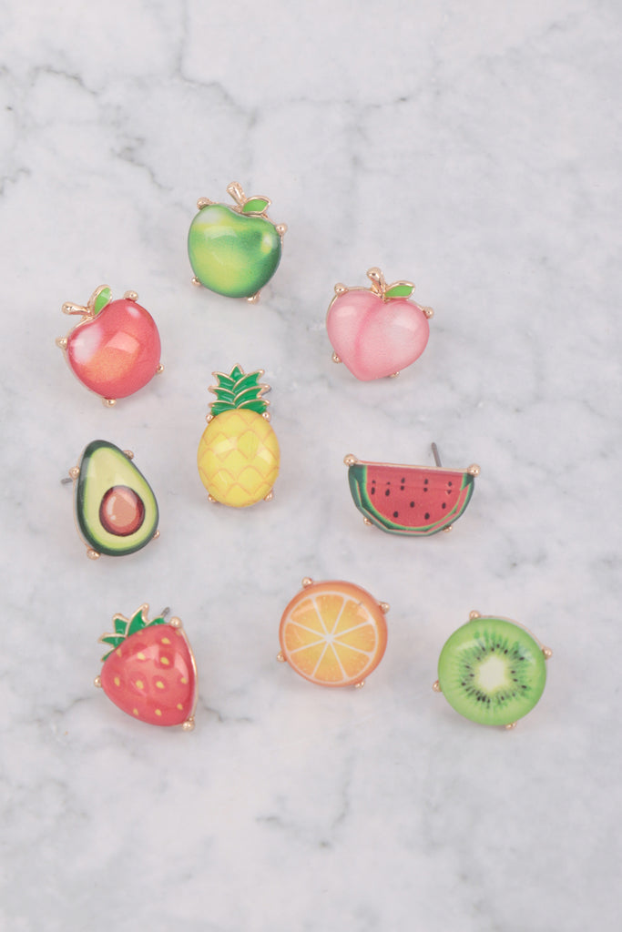 TROPICAL FRUITS EPOXY STUD EARRINGS