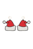 CHRISTMAS SANTA HAT SEED BEAD DANGLE EARRINGS