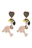 MARDI GRAS FLAMINGO SEED BEADS POST EARRINGS