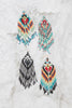 WESTERN STYLE AZTEC SEED BEAD FRINGE DROP EARRINGS