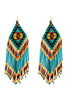 WESTERN AZTEC BOHO GEOMETRIC SHAPE FRINGE SEED BEED EARRINGS