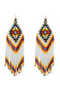 WESTERN AZTEC BOHO GEOMETRIC SHAPE FRINGE SEED BEED EARRINGS