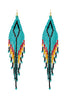 WESTERN AZTEC BOHO DIAMOND SHAPE FRINGE SEED BEED EARRINGS