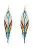 WESTERN AZTEC BOHO DIAMOND SHAPE FRINGE SEED BEED EARRINGS