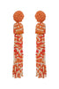 TASSEL FRINGE SEED BEAD DROP POST EARRINGS