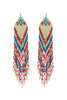 WESTERN STYLE AZTEC SEED BEAD FRINGE DROP EARRINGS