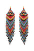 WESTERN STYLE AZTEC SEED BEAD FRINGE DROP EARRINGS