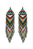 WESTERN STYLE AZTEC SEED BEAD FRINGE DROP EARRINGS