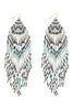 WESTERN STYLE AZTEC SEED BEAD FRINGE DROP EARRINGS