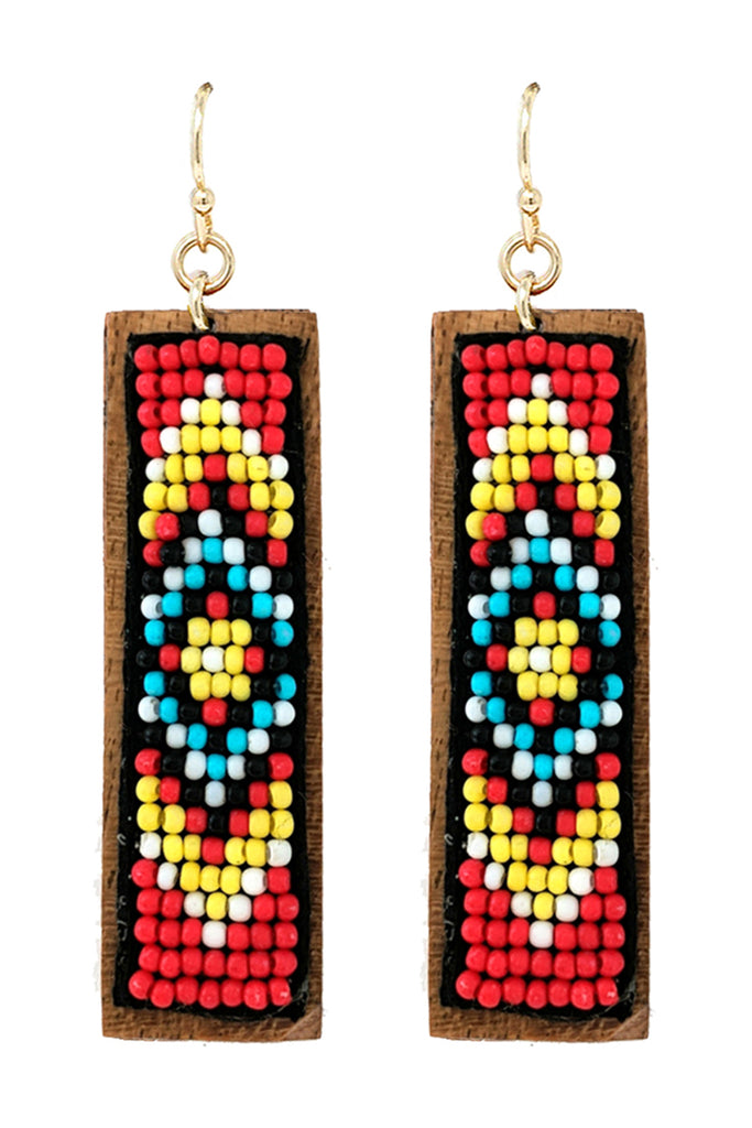 ORNAMENTAL SEED BEADS DROP EARRINGS