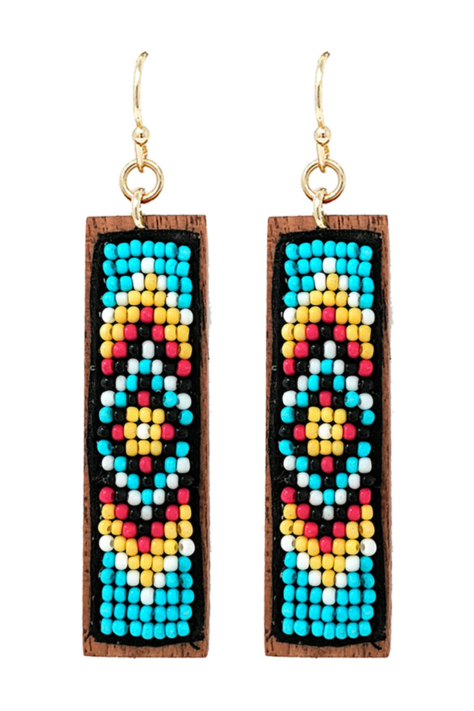 ORNAMENTAL SEED BEADS DROP EARRINGS