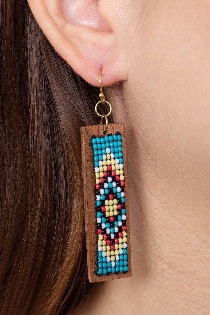 ORNAMENTAL SEED BEADS DROP EARRINGS