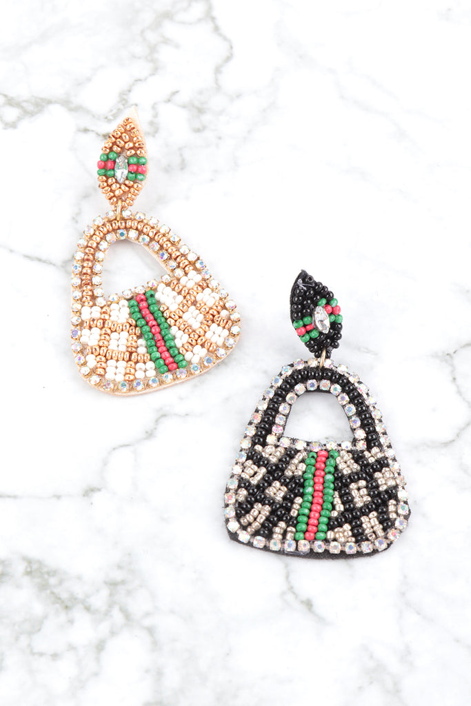 BAG SHAPE SEED BEADS EARRINGS