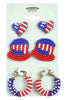 HEART, HAT 3 PAIR PATRIOT SEED BEAD EARRINGS