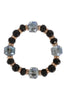 MIX BEADS RONDELLE, RHINESTONE CRYSTAL STRETCH BRACELET