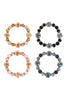 MIX BEADS RONDELLE, RHINESTONE CRYSTAL STRETCH BRACELET