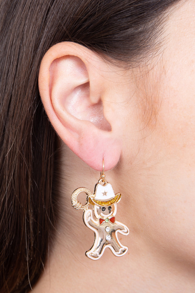 1.75" COWBOY GINGERMAN COOKIE HOOK EARRINGS