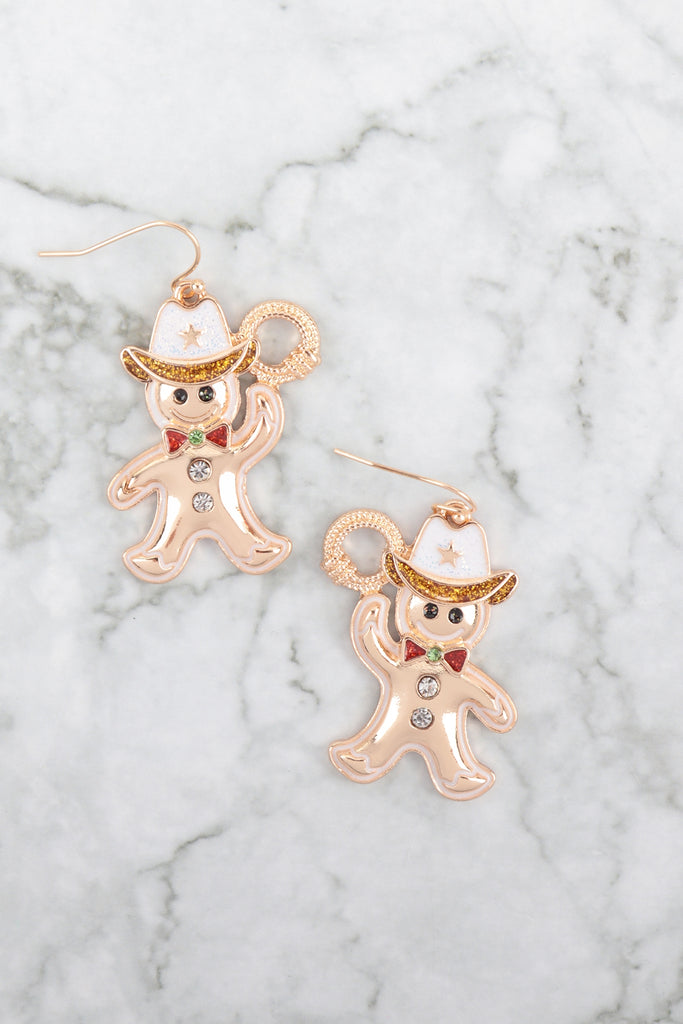 1.75" COWBOY GINGERMAN COOKIE HOOK EARRINGS