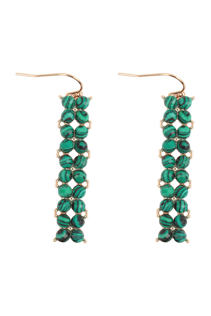 VERTICAL BAR SEMI STONE DROP EARRINGS