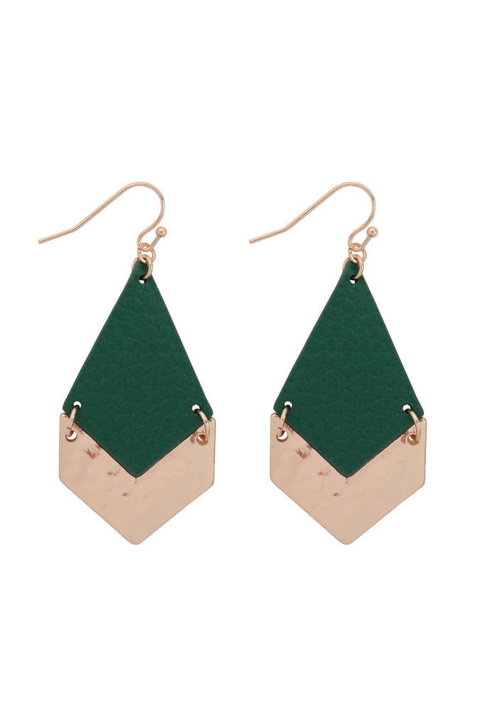 2.5 INCH KITE SHAPED PU LEATHER HOOK EARRINGS