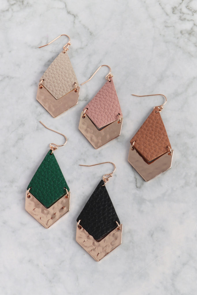 2.5 INCH KITE SHAPED PU LEATHER HOOK EARRINGS