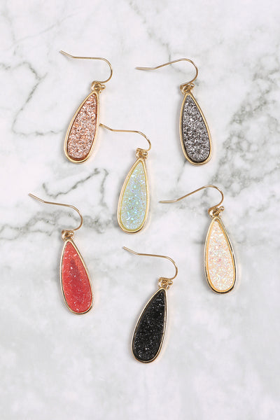 TEARDROP SHAPE DRUZY STONE FISH HOOK EARRINGS – Riah Fashion