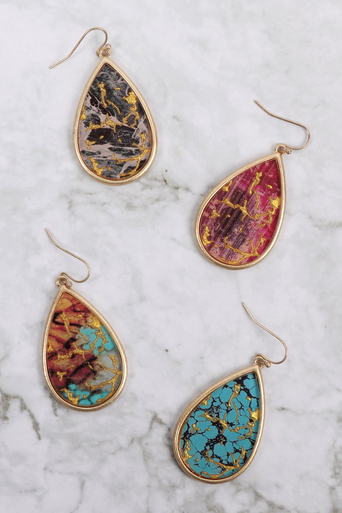 SEMIWOOD FLAKE HOOK TEARDROP EARRINGS