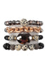 4 LAYERED STACKABLE CHAIN GLASS BEADED STRETCH BRACELET