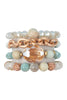 4 LAYERED STACKABLE CHAIN GLASS BEADED STRETCH BRACELET