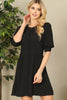 Half Puff Sleeve Button-Down Solid Dress