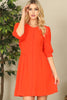 Half Puff Sleeve Button-Down Solid Dress