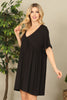 V-Neck Ruffle Sleeve Solid Dress