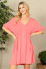 V-Neck Ruffle Sleeve Solid Dress