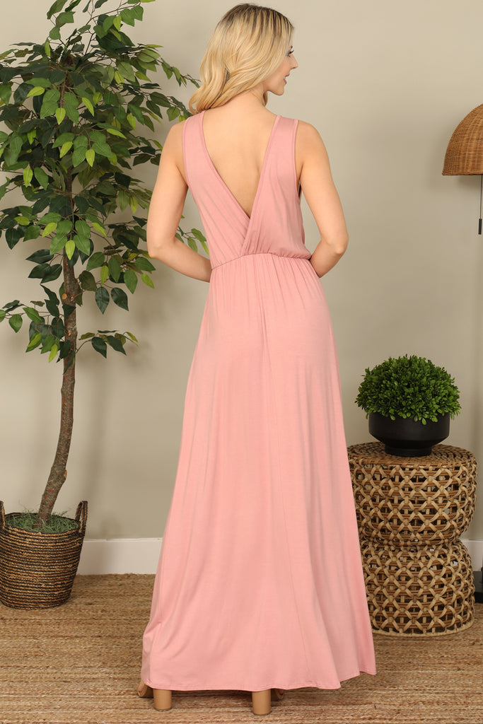 Sleeveless Wrap Solid Maxi Dress