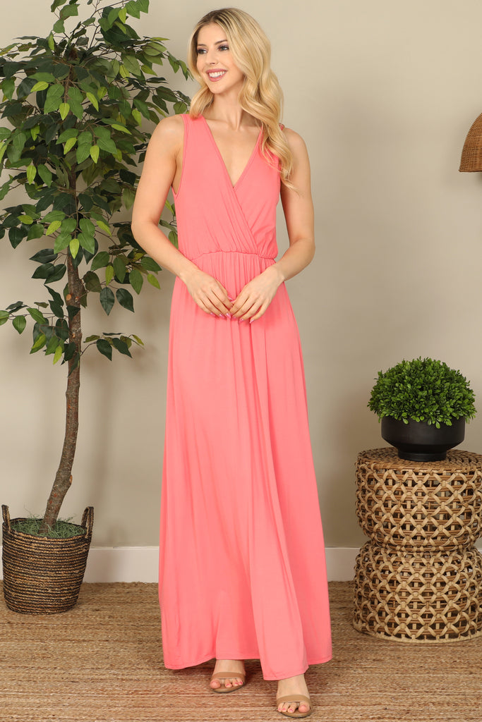 Sleeveless Wrap Solid Maxi Dress