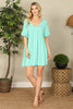 V-Neck Ruffle Sleeve Solid Dress