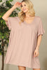 V-Neck Ruffle Sleeve Solid Dress